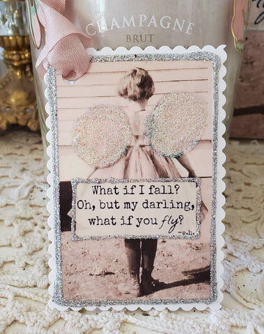 What if you Fly Gift Tag Vintage Fairy