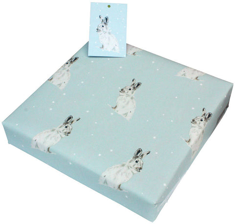 Winter White Hares Wrapping Paper • 100% Recycled • UK Made